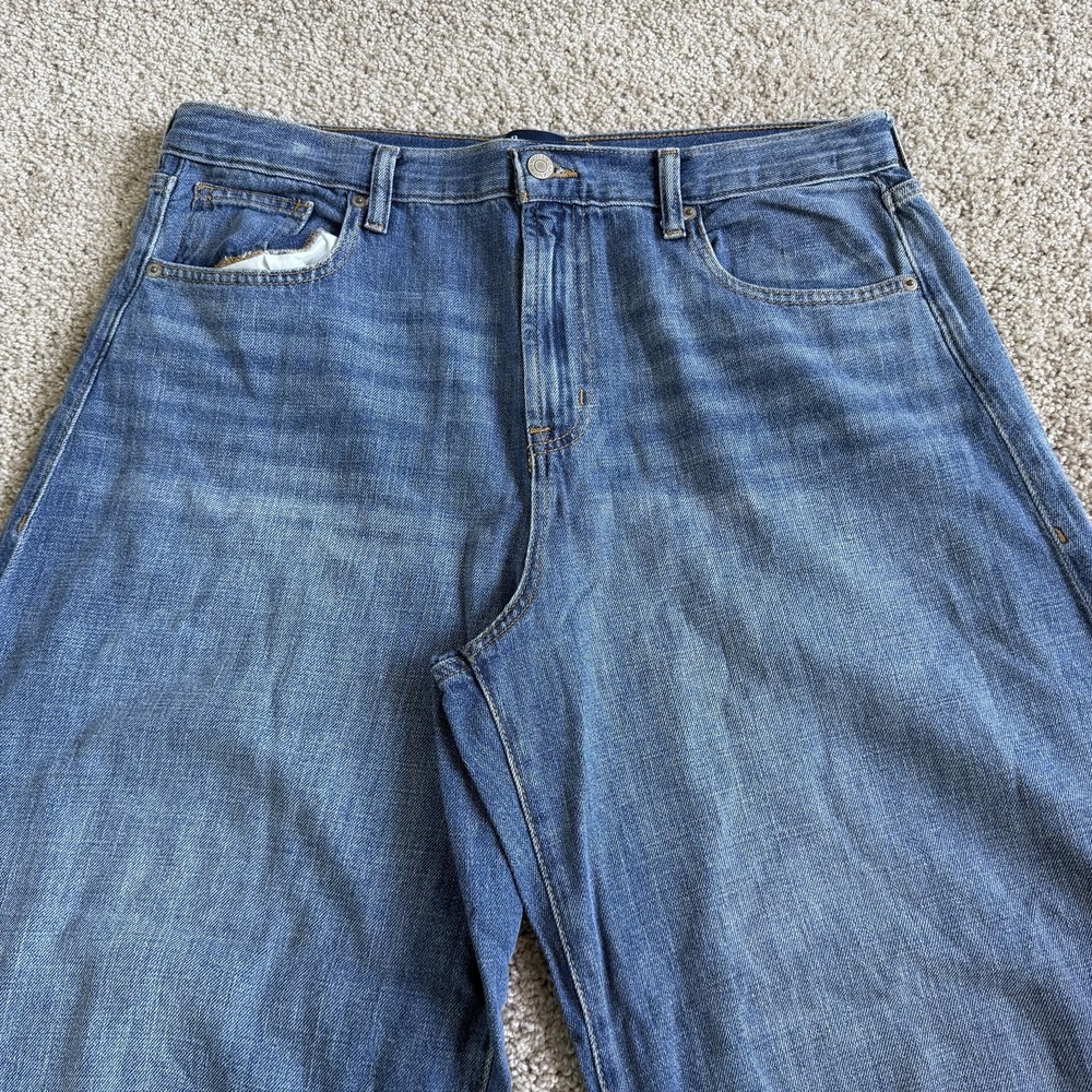 Gap Horseshoe High Rise Wide Leg Jeans Womens 14 32 Med Wash Blue Denim